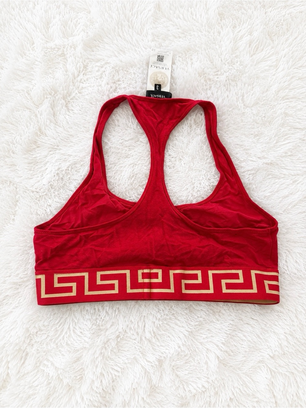 Versace Red & Gold Medusa Band Racerback Sports Bra - Picture 2 of 3